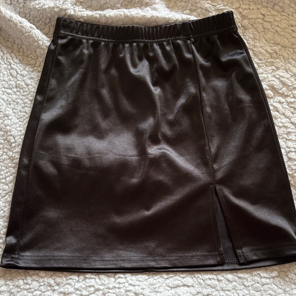 Black Women's A-Line Mini Skirt with Front Slit